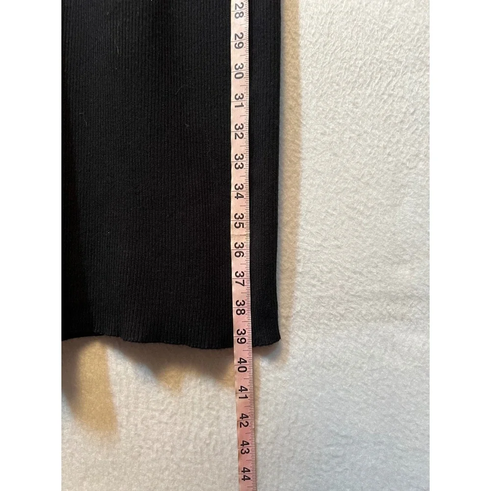 Olive + Oak Ribbed Knit Maxi Skirt High Waist‎ Slit Black Women's M